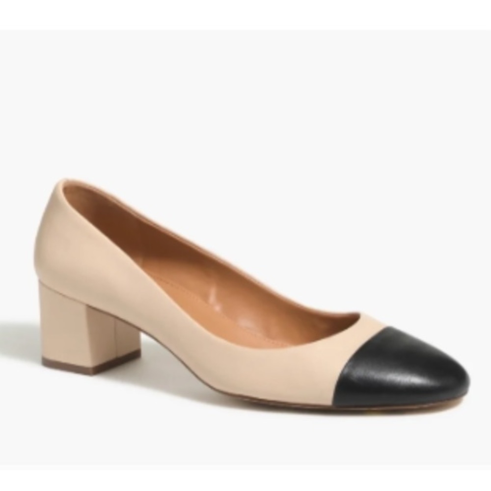 NWOB J. Crew Bryn Leather Cap-Toe Block Heels